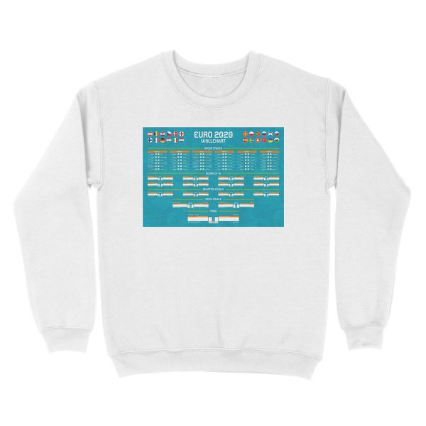 Euro 2020 Match Tracker Wallchart (UK times) Unisex Crewneck Sweatshirt - Image 2