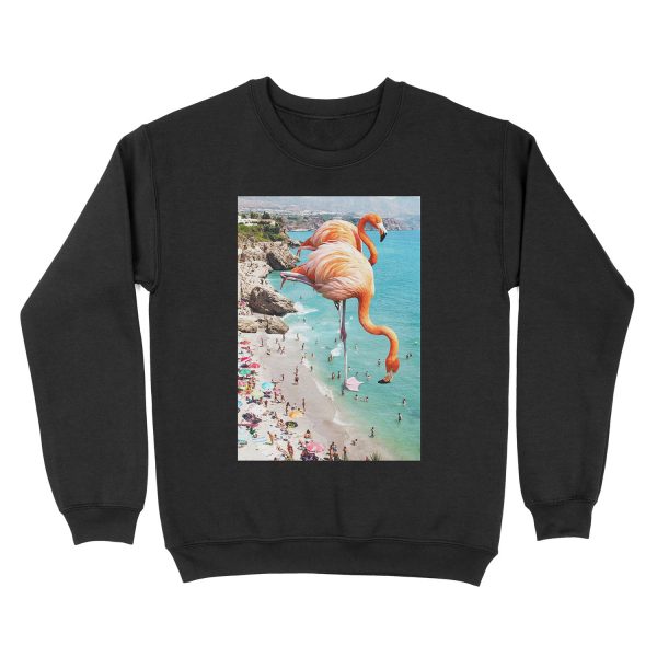 Flamingos on the Beach #redbubble #decor Unisex Crewneck Sweatshirt