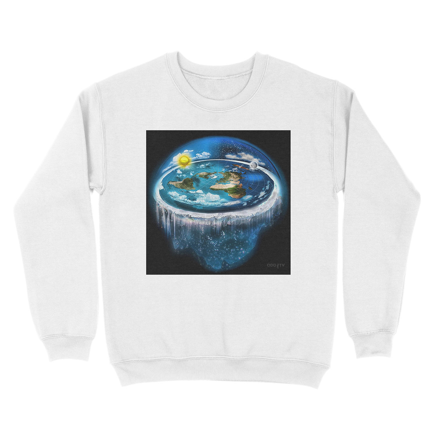 Flat Earth with Dome Art Unisex Crewneck Sweatshirt - Image 2