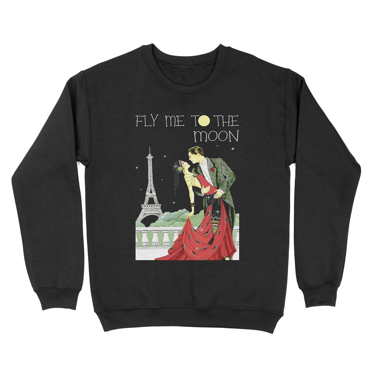 FLY ME TO THE MOON; Vintage Dance Print Unisex Crewneck Sweatshirt
