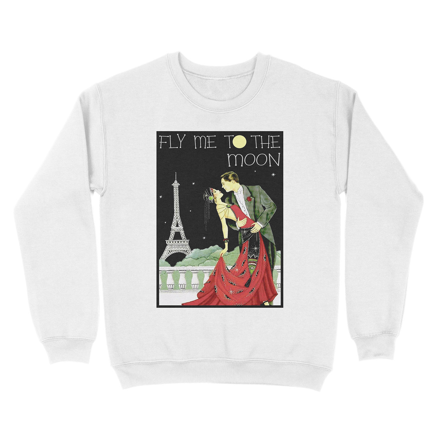 FLY ME TO THE MOON; Vintage Dance Print Unisex Crewneck Sweatshirt - Image 2