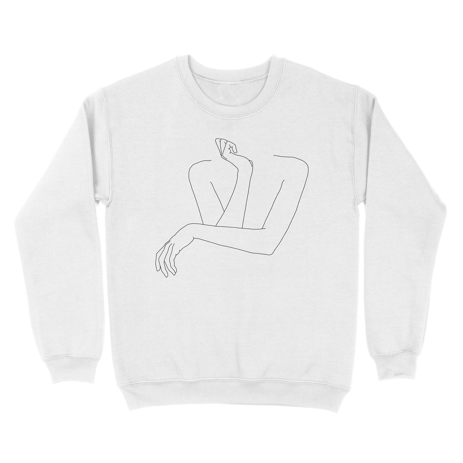 Folded arms line drawing - Anna Unisex Crewneck Sweatshirt - Image 2