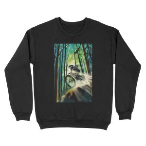 Forest Jump Mountain biker Unisex Crewneck Sweatshirt