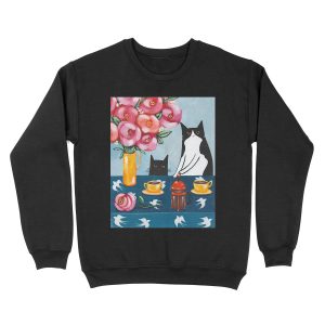 French Press Coffee Cats Unisex Crewneck Sweatshirt