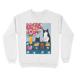Alternative view of French Press Coffee Cats Unisex Crewneck Sweatshirt