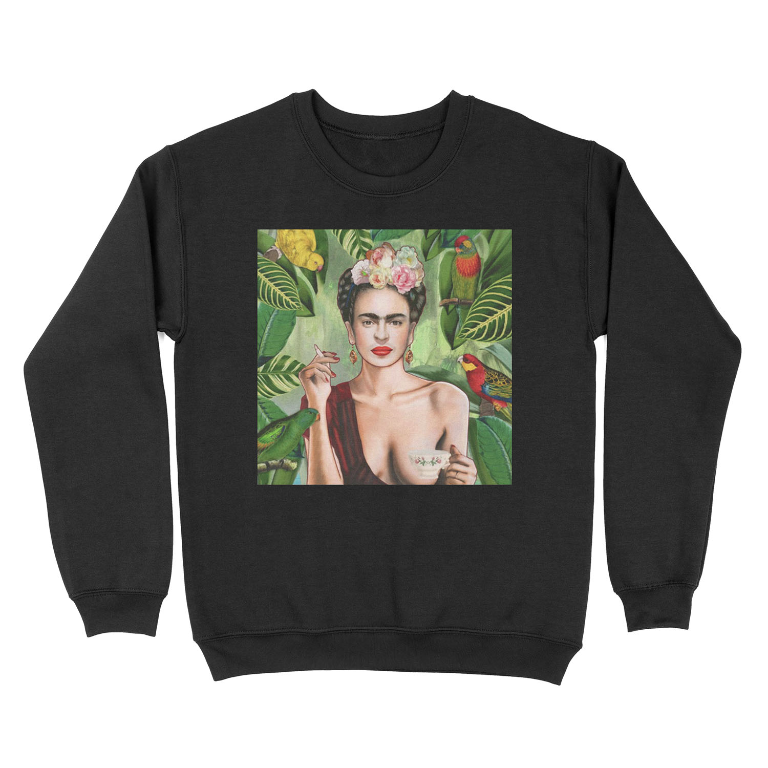 Frida Khalo Flowers t- artist painter Unisex Crewneck Sweatshirt