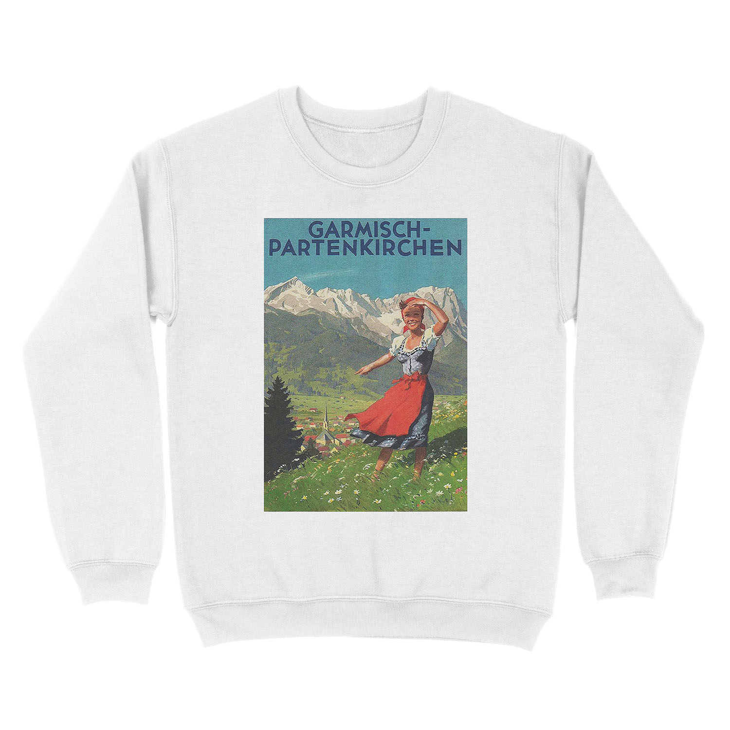 Garmisch Partenkirchen... vintage tourist poster Unisex Crewneck Sweatshirt - Image 2