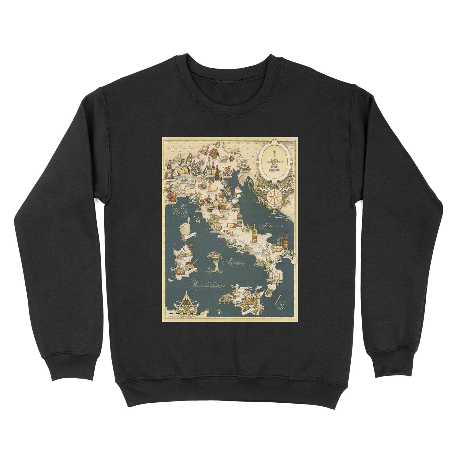 Gastronomic Map of Italy 1949 Unisex Crewneck Sweatshirt