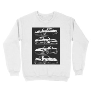 Alternative view of Generations. MX5 Miata Unisex Crewneck Sweatshirt