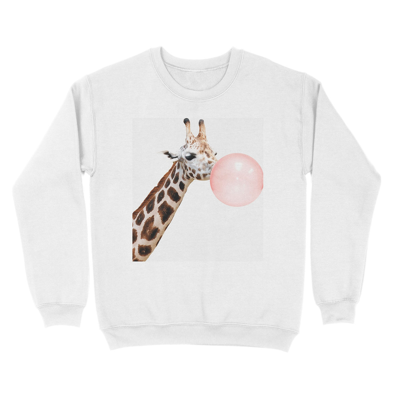 Giraffe print, Bubble gum, Nursery art, Giraffe wall art, Animal, Kids room, Modern art, Wall decor Unisex Crewneck Sweatshirt - Image 2