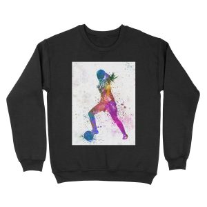 Girl playing soccer football player silhouette Unisex Crewneck Sweatshirt