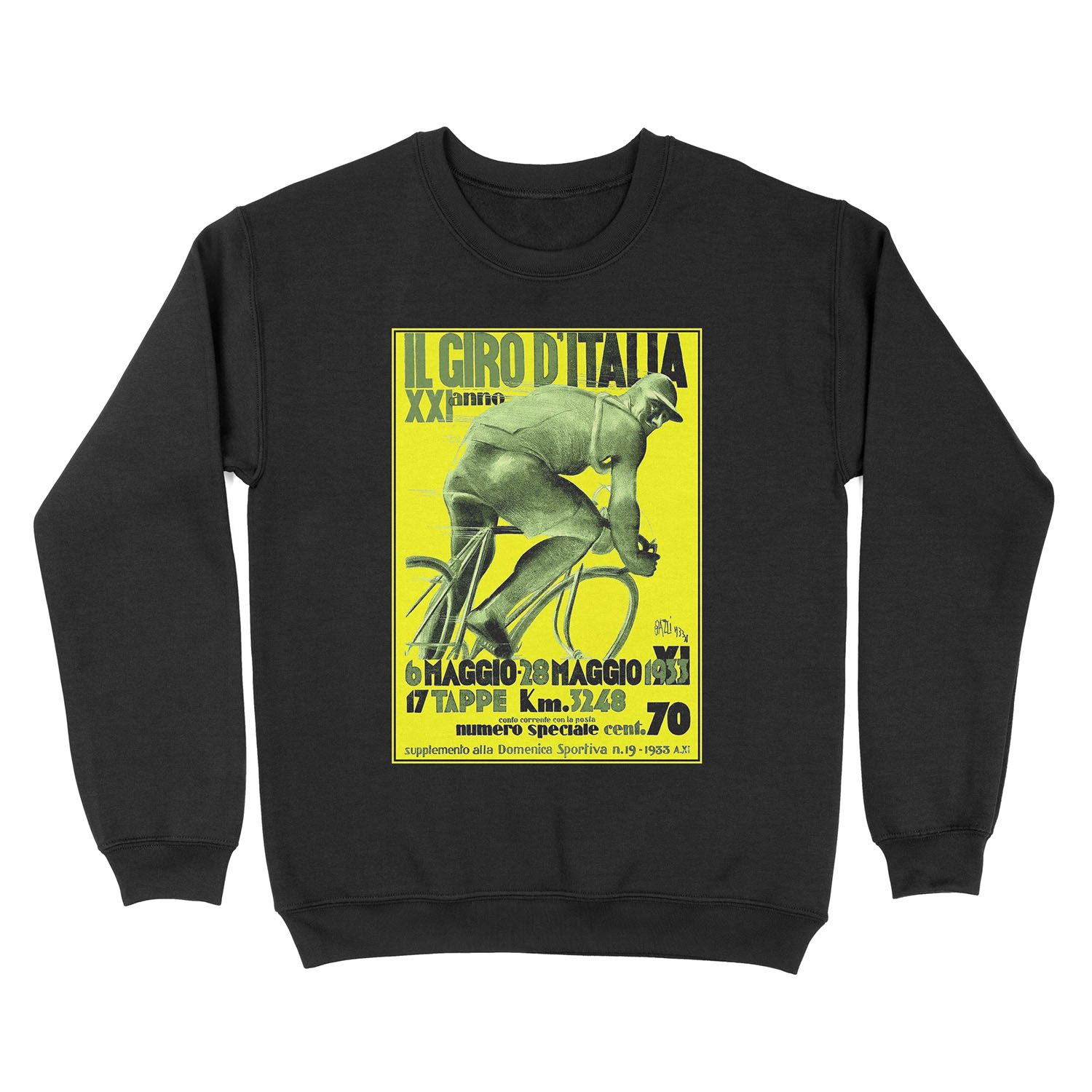 GIRO D ITALIA : Vintage 1933 Bike Racing Advertising Print Unisex Crewneck Sweatshirt