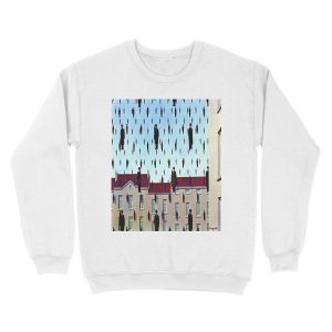 Alternative view of Golconda by René Magritte Unisex Crewneck Sweatshirt