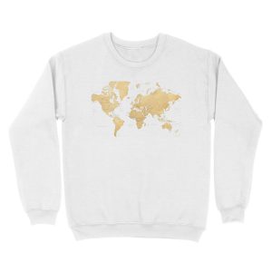 Alternative view of Gold world map with countries and states labelled Unisex Crewneck Sweatshirt