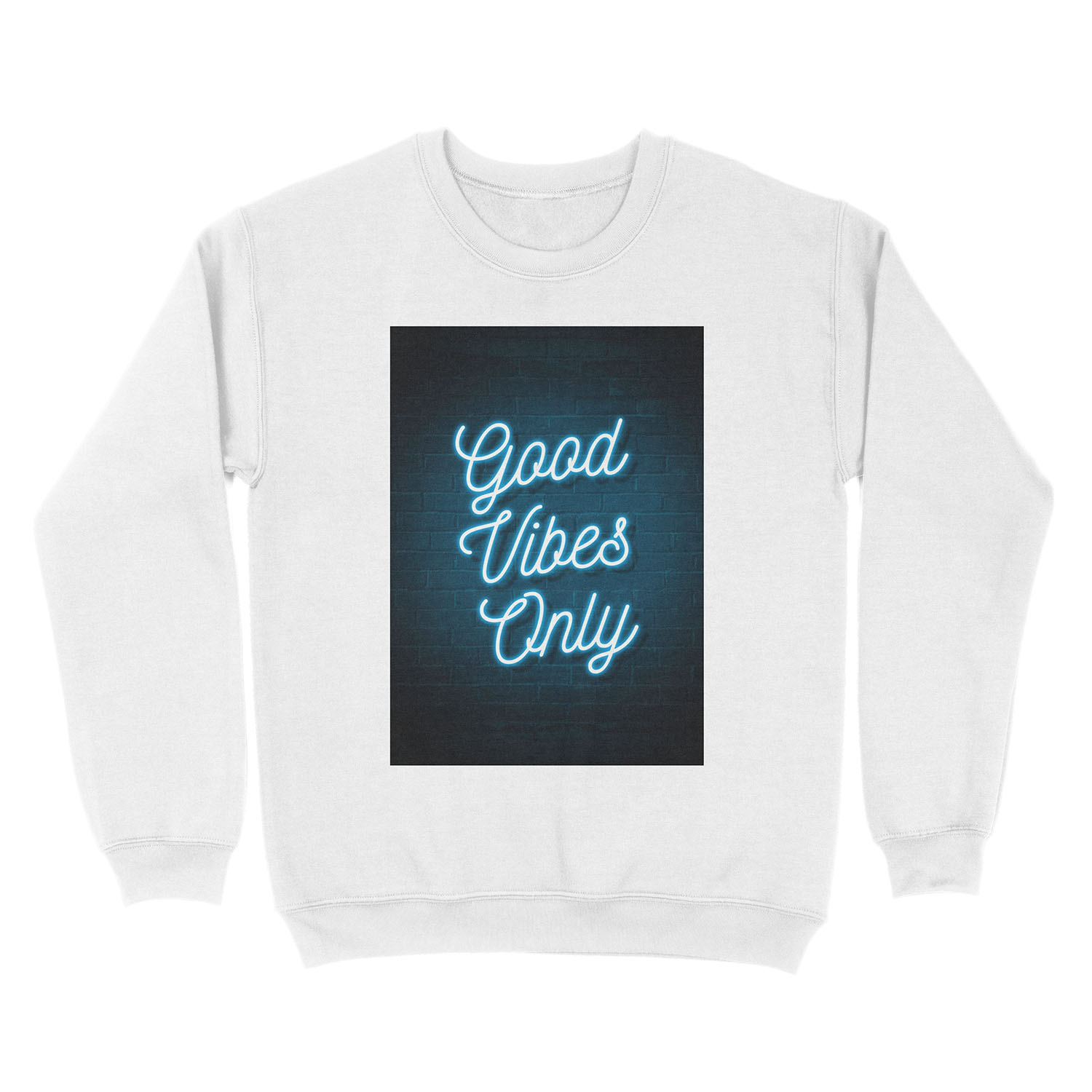 Good Vibes Only - Neon (Blue) Unisex Crewneck Sweatshirt - Image 2