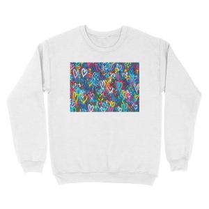 Alternative view of Graffiti Urban colorful graffiti city wall chaotic hearts pattern painting grunge rainbow love Unisex Crewneck Sweatshirt