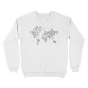 Alternative view of Gray world map with cities, states, countries Unisex Crewneck Sweatshirt