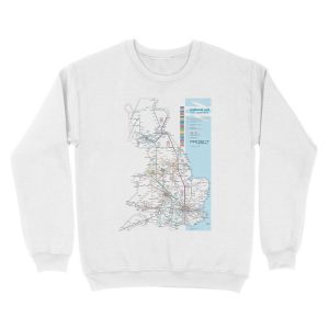 Alternative view of Great Britain national rail train operators map Unisex Crewneck Sweatshirt