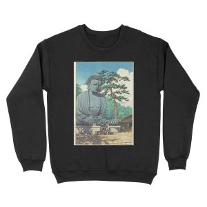 Great Buddha at Kamakura 1930 - Kawase Hasui Artwork Unisex Crewneck Sweatshirt