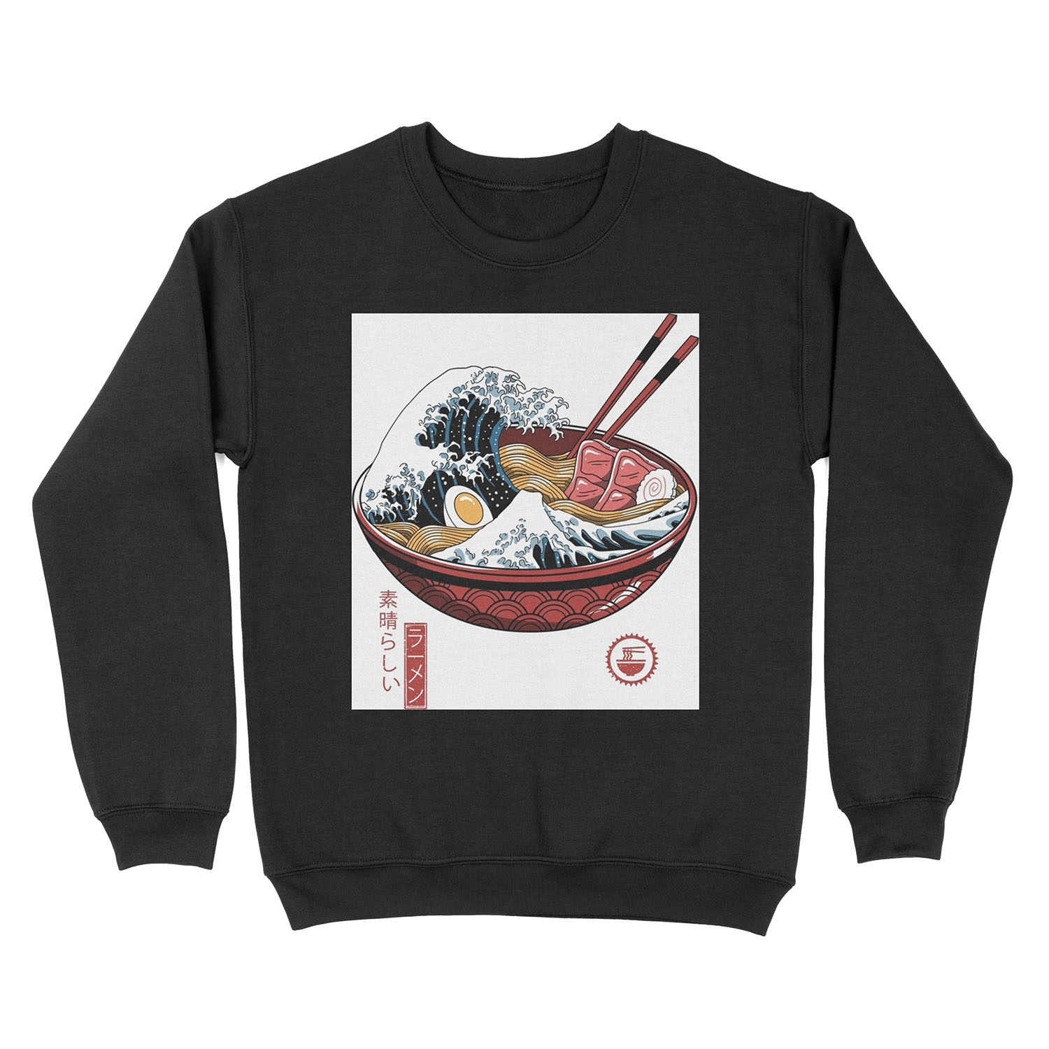 Great Ramen Wave White Unisex Crewneck Sweatshirt
