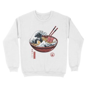 Alternative view of Great Ramen Wave White Unisex Crewneck Sweatshirt