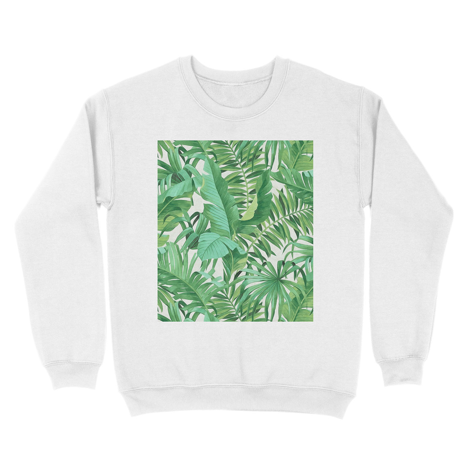 Green tropical leaves II Unisex Crewneck Sweatshirt - Image 2