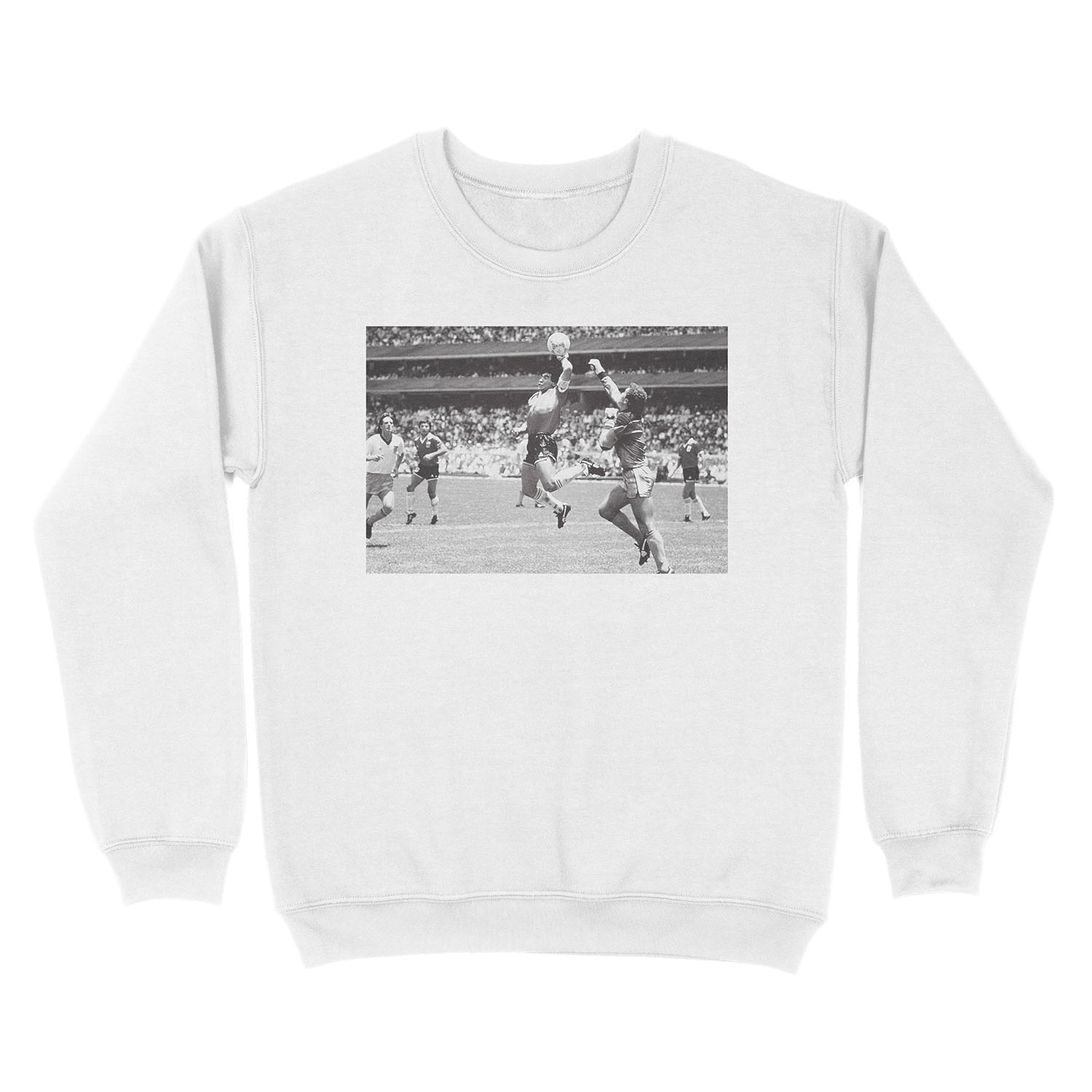 Hand of God Goal Diego Maradona | black and white Unisex Crewneck Sweatshirt - Image 2