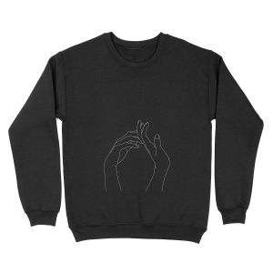 Hands one line illustration - Abi Black Unisex Crewneck Sweatshirt