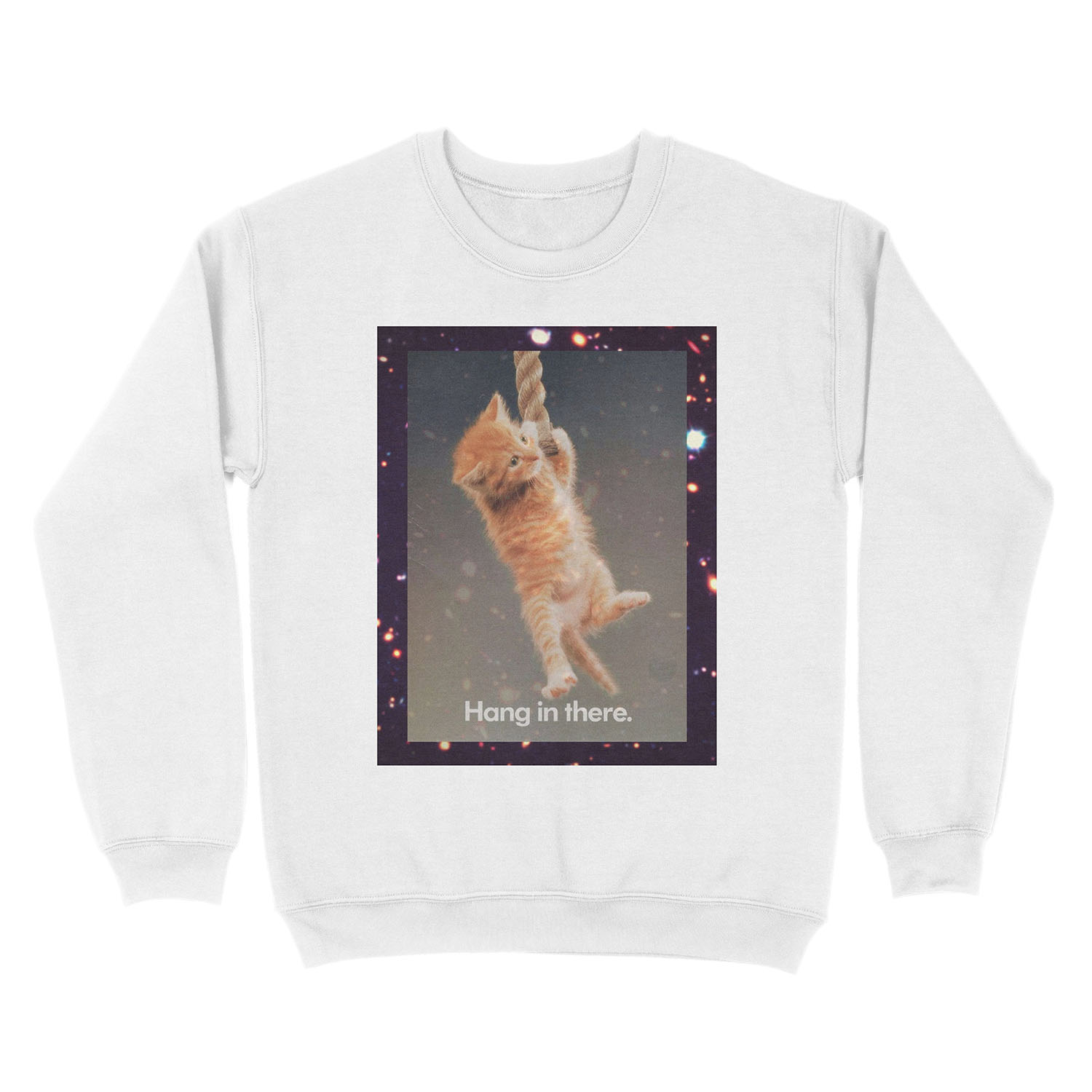 Hang In There, Space Kitty Unisex Crewneck Sweatshirt - Image 2