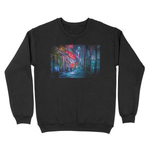 Heavy Rain Over Neo Tokyo Unisex Crewneck Sweatshirt
