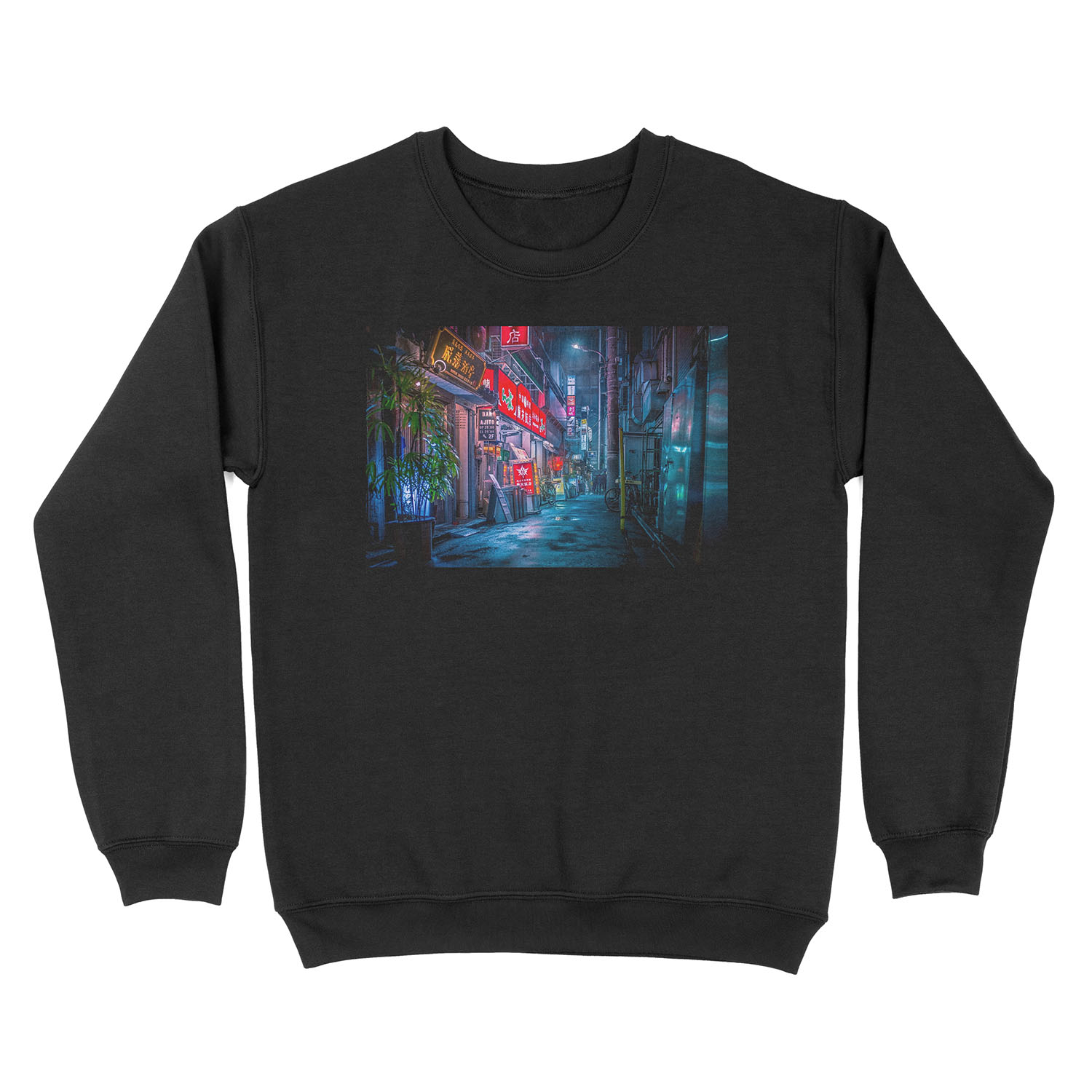 Heavy Rain Over Neo Tokyo Unisex Crewneck Sweatshirt