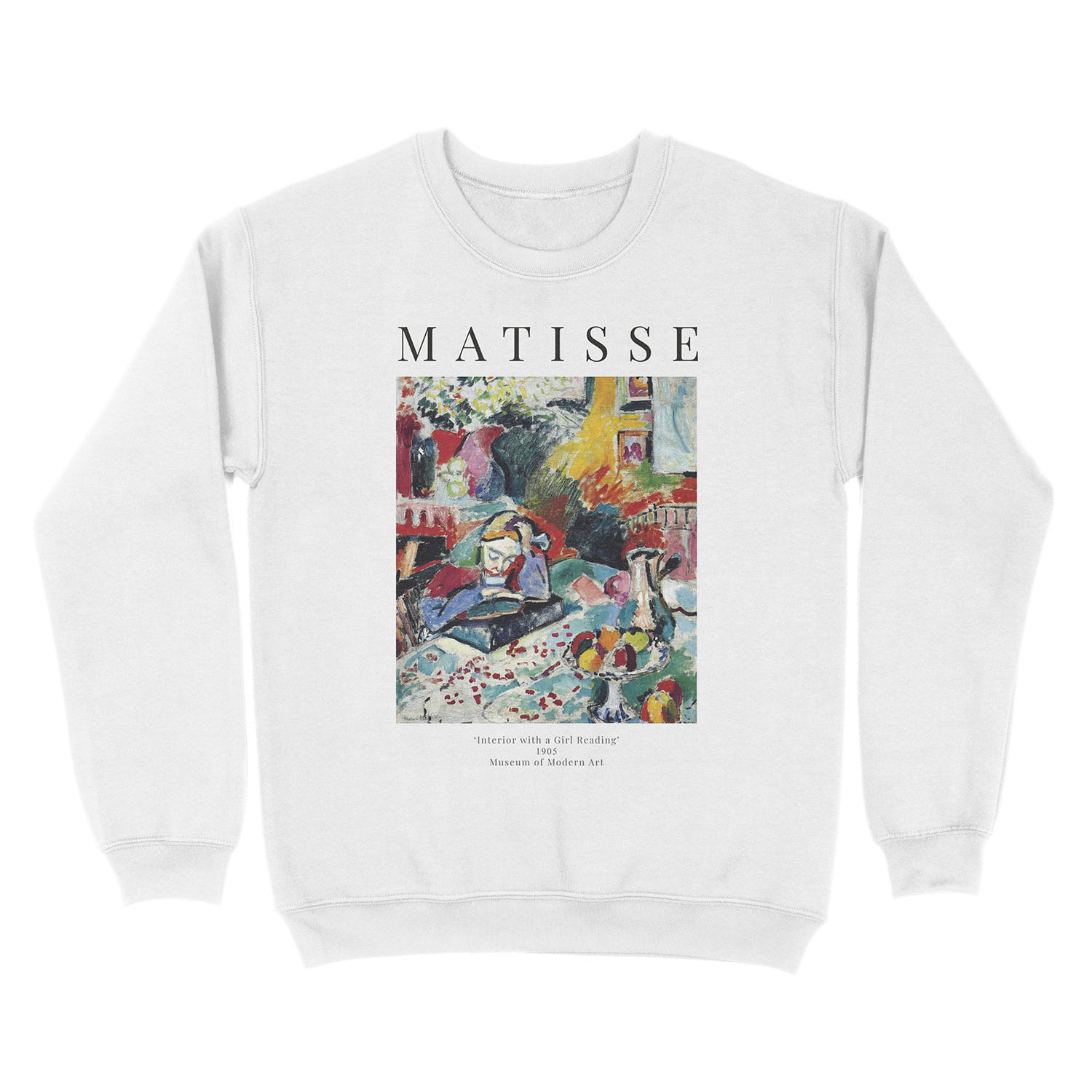 Henri Matisse - Interior with a Girl Reading - Exhibition Unisex Crewneck Sweatshirt - Image 2
