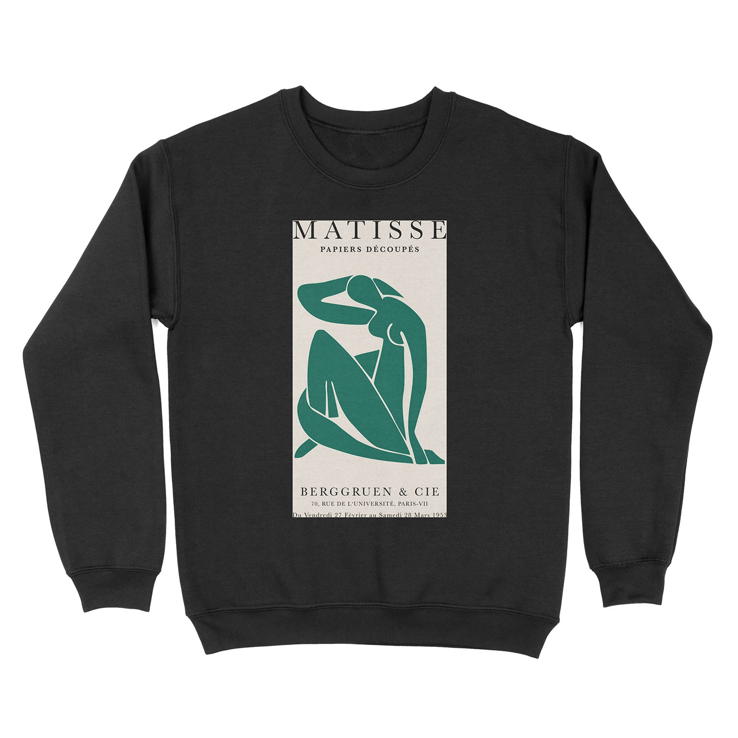 Henri Matisse, Papiers Découpés Art Bottle Green Color, Matisse cutout Bottle Green print, Art Exhibition Print Unisex Crewneck Sweatshirt