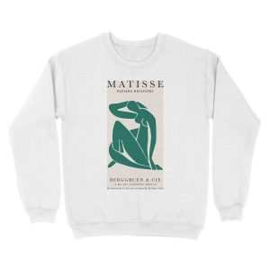 Alternative view of Henri Matisse, Papiers Découpés Art Bottle Green Color, Matisse cutout Bottle Green print, Art Exhibition Print Unisex Crewneck Sweatshirt