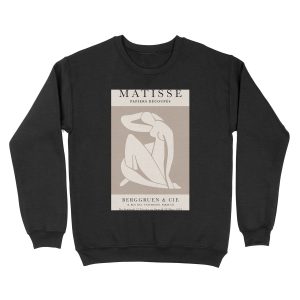 Henri Matisse, Papiers Découpés Art Brown Color, Matisse cutout Beige print, Art Exhibition Print Unisex Crewneck Sweatshirt