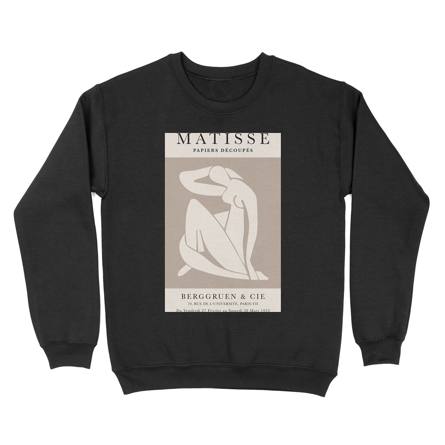 Henri Matisse, Papiers Découpés Art Brown Color, Matisse cutout Beige print, Art Exhibition Print Unisex Crewneck Sweatshirt