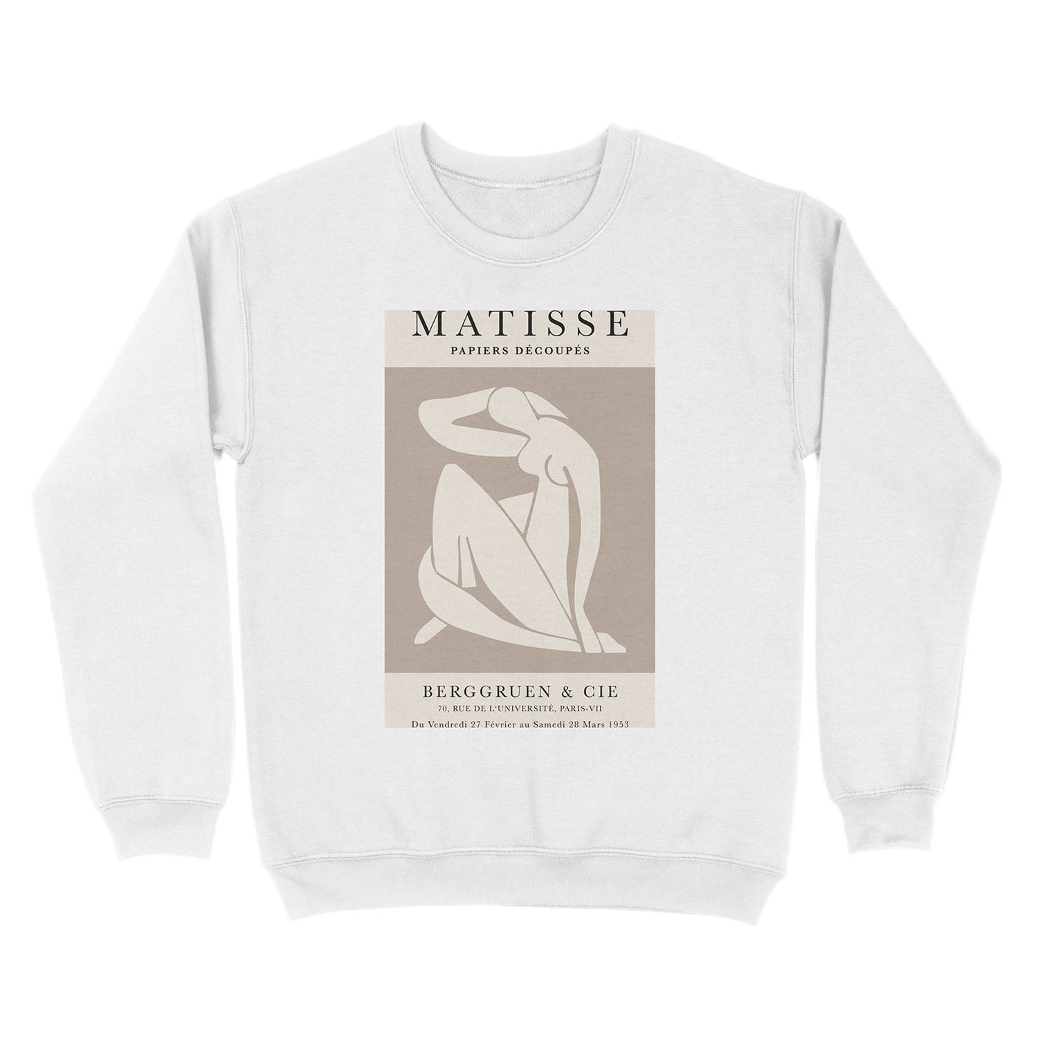 Henri Matisse, Papiers Découpés Art Brown Color, Matisse cutout Beige print, Art Exhibition Print Unisex Crewneck Sweatshirt - Image 2
