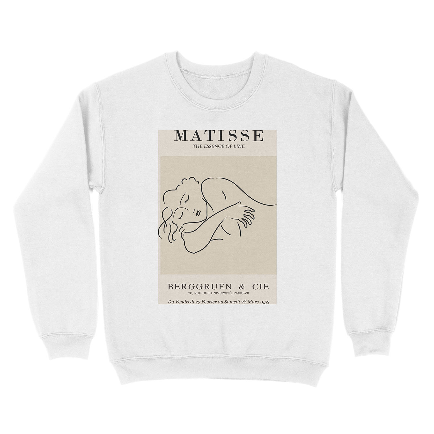 Henri Matisse - The Essence of Line - Sleeping Nude Woman Unisex Crewneck Sweatshirt - Image 2