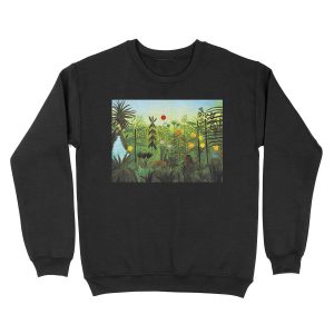Henri Rousseau "Exotic Landscape with Lion and Lioness in Africa", 1903-1910 Unisex Crewneck Sweatshirt