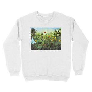 Alternative view of Henri Rousseau "Exotic Landscape with Lion and Lioness in Africa", 1903-1910 Unisex Crewneck Sweatshirt