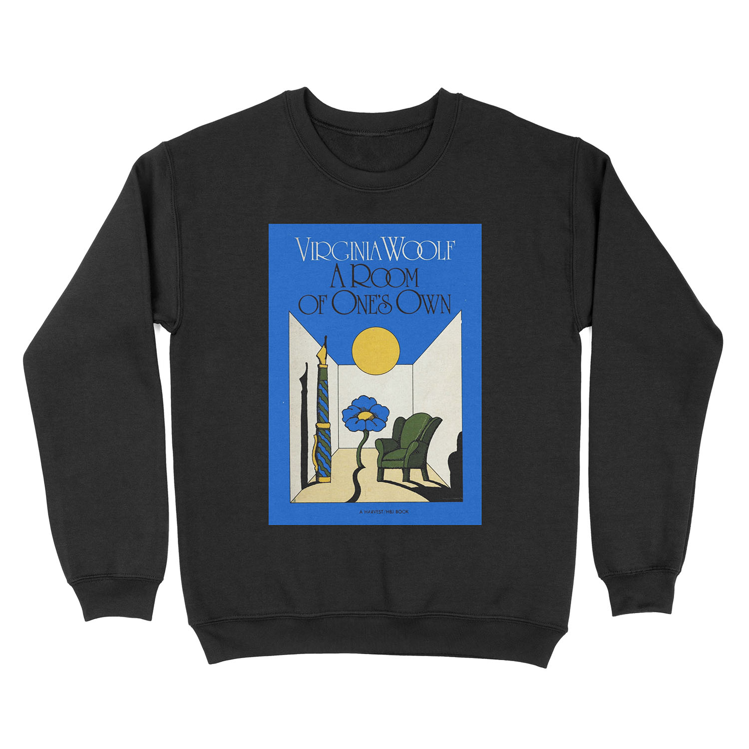 HIGH RESOLUTION A Room of One's Own Virginia Woolf Vintage Book Cover Unisex Crewneck Sweatshirt