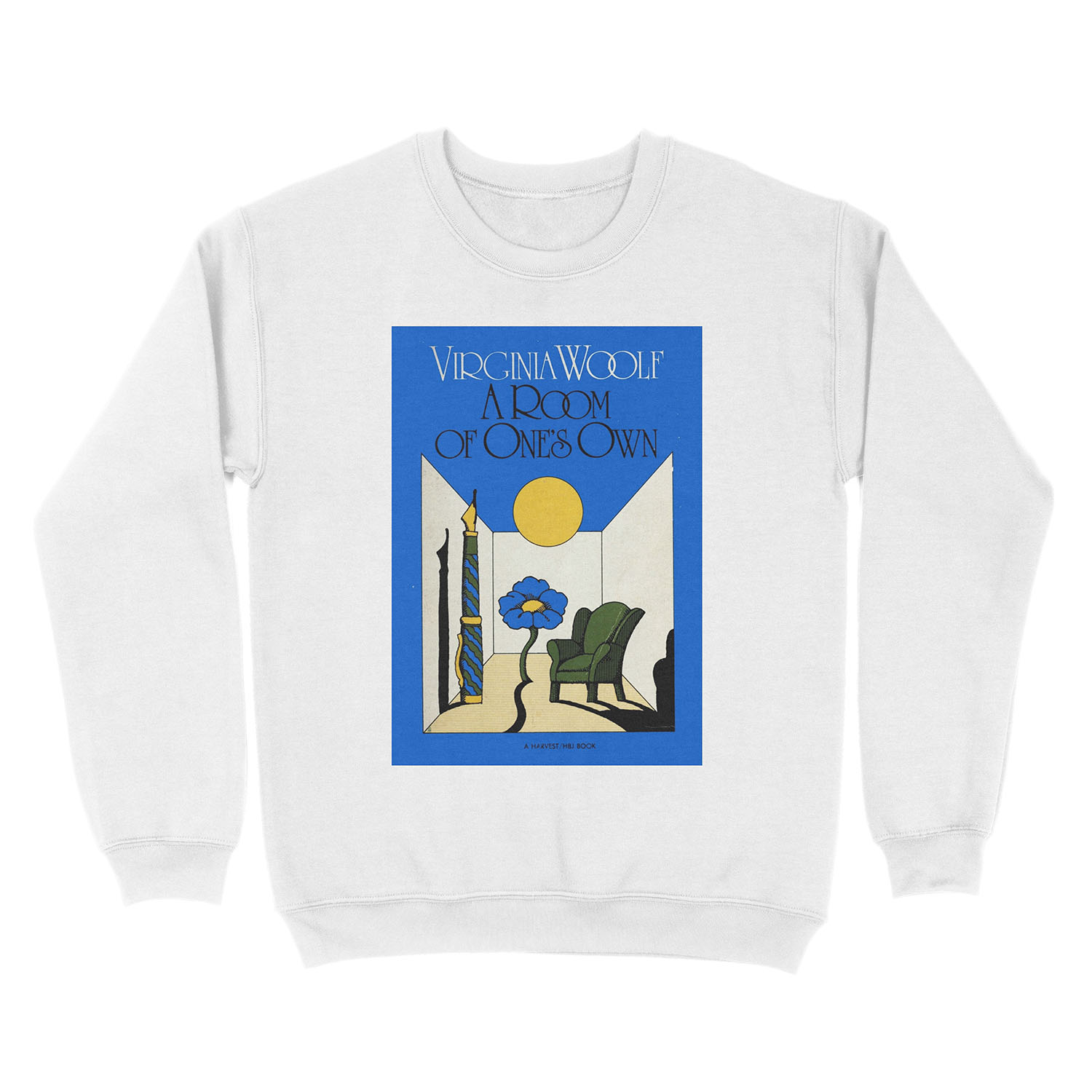 HIGH RESOLUTION A Room of One's Own Virginia Woolf Vintage Book Cover Unisex Crewneck Sweatshirt - Image 2