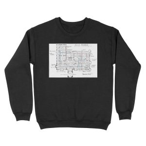 Hill House blueprint with Forever House repeated dozens of times Unisex Crewneck Sweatshirt