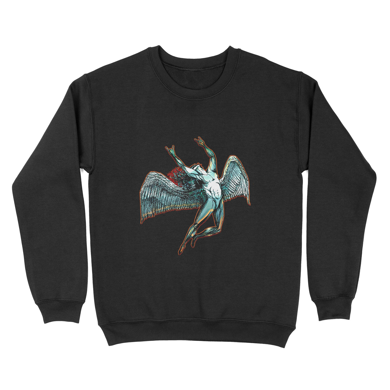 ICARUS THROWS THE HORNS - dark shadows *awesome UNLISTED designs in my portfolio* Unisex Crewneck Sweatshirt