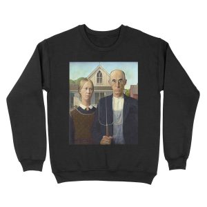 Iconic American Gothic by Grant Wood Unisex Crewneck Sweatshirt