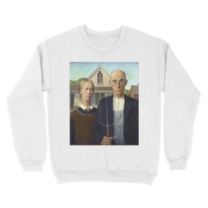 Alternative view of Iconic American Gothic by Grant Wood Unisex Crewneck Sweatshirt