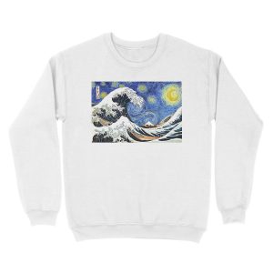 Alternative view of Iconic Starry Night Wave of Kanagawa Unisex Crewneck Sweatshirt