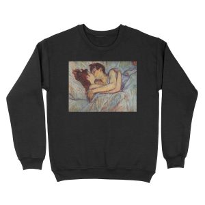 In Bed The Kiss by Henri de Toulouse-Lautrec Unisex Crewneck Sweatshirt