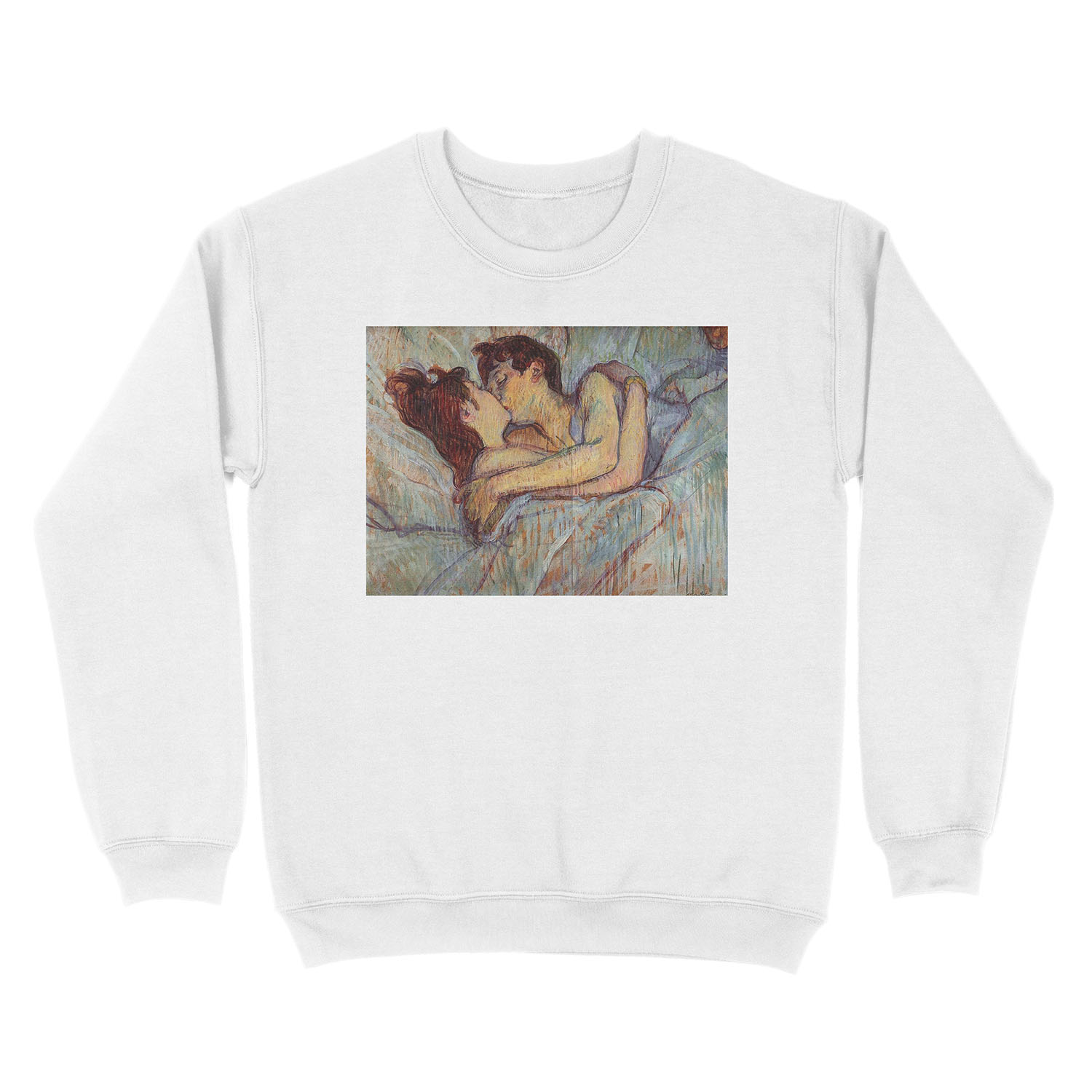 In Bed The Kiss by Henri de Toulouse-Lautrec Unisex Crewneck Sweatshirt - Image 2