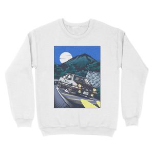 Alternative view of Initial D Takumi Fujiwara Hachiroku Downhill Attack! AE86 Trueno Unisex Crewneck Sweatshirt